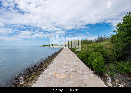 Scenery of the sea from a harbour in Can Gio, Vietnam. Can Gio is a small and peaceful  town near Ho Chi Minh city, located in South of Vietnam, Can G Stock Photo