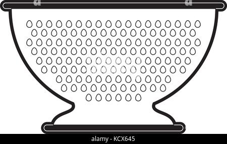 kitchen drainer utensil black silhouette Stock Vector