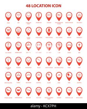 Artistic Location Icon Set, Vector, Illustration Stock Vector