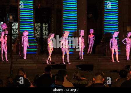 6th Oct 2017, Leeds Night Light, a magical celebration of light and colour, this the 13th year of Light Night Leeds. Stock Photo