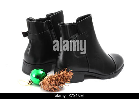 picture of a Stylish men's black boots isolated on white Stock Photo