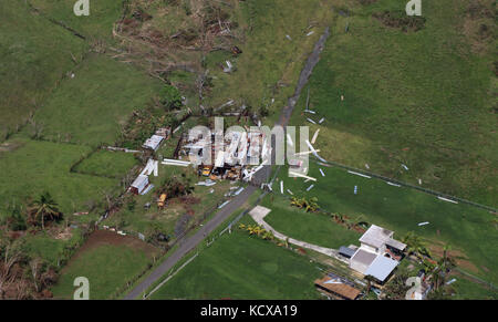 The devastation from Hurricane Maria is seen from above from a U.S. Customs and Border Protection Air and Marine Operations Stock Photo