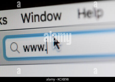 www and Cursor on the Computer Monitor Stock Photo