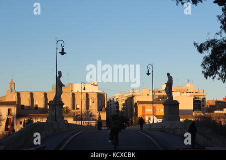 Pont de la Trinitat. The Bridge of Trinity at Sunset in Valencia. Stock Photo