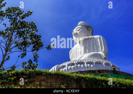 Side View of Big Buddha at sunny morning (Phra Puttamingmongkol Akenakkiri Buddha Statue) in Chalong, Phuket, Thailand Stock Photo