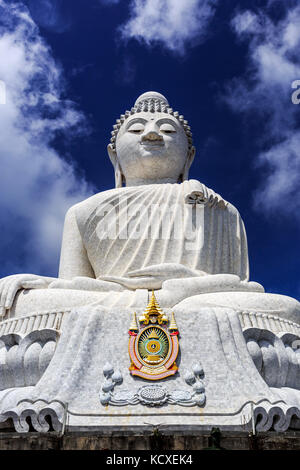 Front View of Big Buddha at sunny morning (Phra Puttamingmongkol Akenakkiri Buddha Statue) in Chalong, Phuket, Thailand Stock Photo