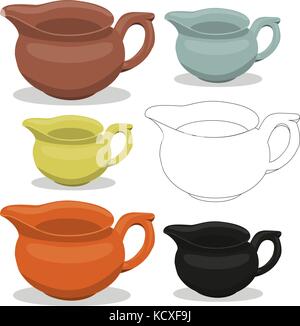 Chinese milk jars of different cly types. Stock Vector