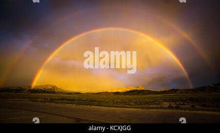 Beautiful Rainbow of mountain range Utah USA Stock Photo