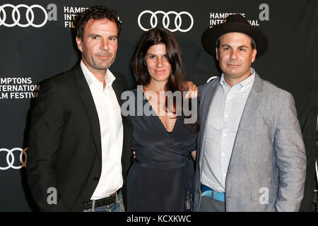 Emmett Malloy, Robbie Brenner and Brendan Malloy attend 'The Tribes of Palos Verdes' screening during the 25th Hamptons International Film Festival on October 6, 2017 in East Hampton, New York. Stock Photo