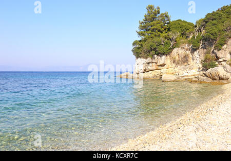 landscape of Monodendri beach at Paxos island Greece Stock Photo