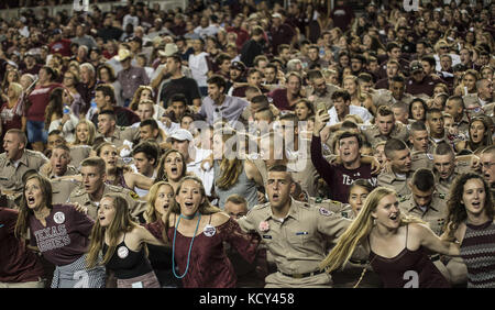 College Station, Texas, USA. 7th Oct, 2017. The Aggie Cadet Corps singing the school song Credit: Hoss Mcbain/ZUMA Wire/Alamy Live News Stock Photo