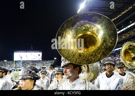 Seattle, WA, USA. 7th Oct, 2017. The Cal band before a PAC12 football game between the Cal Bears and the Washington Huskies. The game was played at Husky Stadium on the University of Washington campus in Seattle, WA. Jeff Halstead/CSM/Alamy Live News Stock Photo