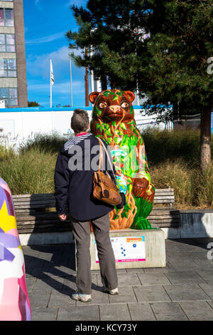 Birmingham, UK. 8th October, 2017. The final farewell of all the Big Sleuth bears with most of the bears at Eastside Park and 22 of the bears inside Millennium point. Its the last chance for the public to see all the bears together in one place before they are auctioned off to raise money for the Birmingam Childrens Hospital. Credit: steven roe/Alamy Live News Stock Photo