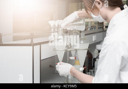 Scientist working in laboratory, testing samples, science technology concept Stock Photo