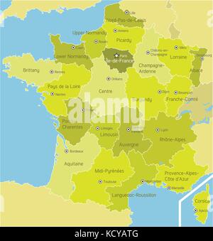 Map of regions of France Stock Vector