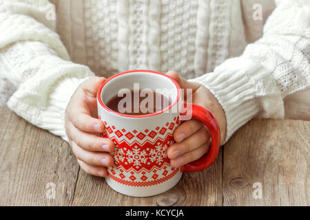Mug and thermos of hot chocolate on a cold winter day Stock Photo - Alamy