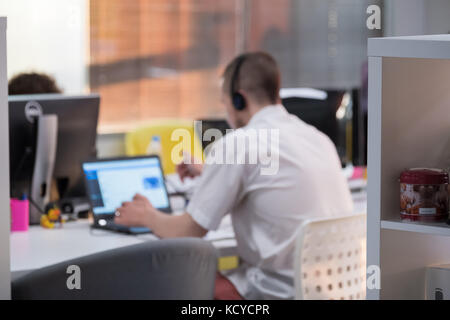 Man works at laptop Stock Photo