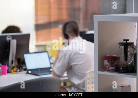 Man works at laptop Stock Photo