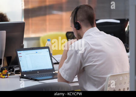 Man works at laptop Stock Photo