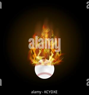 Burning Baseball Ball with Fire Flame Stock Vector