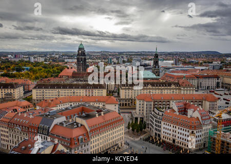City view of Dresden in east Germany on a stormy autumn October day showing the Sankt Petersburg strasse Stock Photo