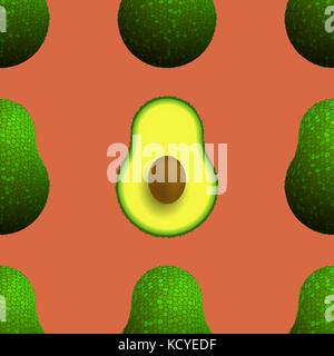 Cutted Ripe Avocado Seamless Pattern Stock Vector
