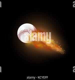 Burning Baseball Ball with Fire Flame Stock Vector