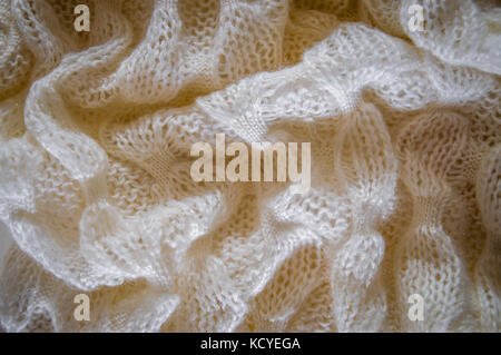 Knitted white fabric background Stock Photo