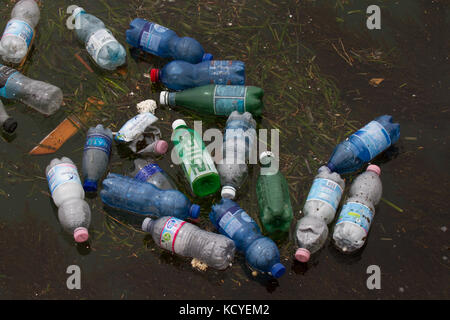 Plastic Bottles in water. Venice. Italy Stock Photo