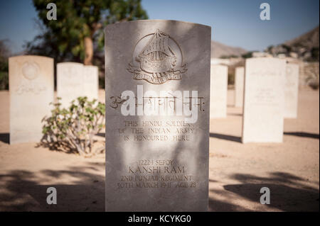 Cimetière de la guerre 39-45 en l'honneur des combatants indiens près de Keren, février 2013. 39-45 War Cemetery in honor of Indian combatants near Ke Stock Photo