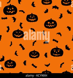 vector halloween seamless pattern - black and orange Stock Vector