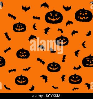 vector halloween seamless pattern - black and orange Stock Vector