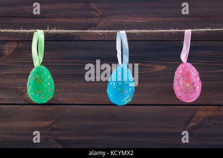Easter eggs on a string. Stock Photo