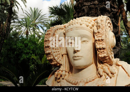 A copy of the Lady of Elche bust. Huerto del Cura, Elche, Alicante, Spain Stock Photo