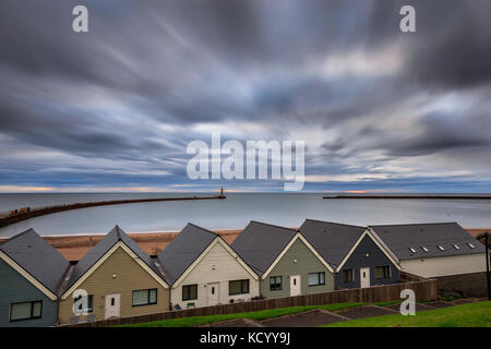 Early sunday moring sunrise at roker pier. Stock Photo