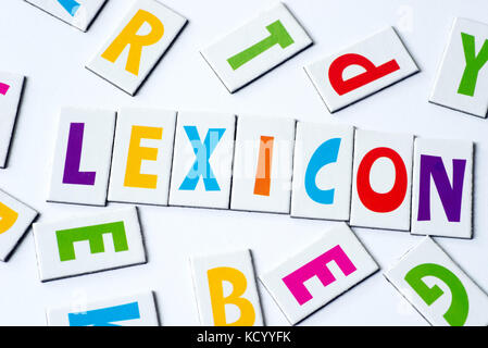 word lexicon made of colorful letters on white background Stock Photo