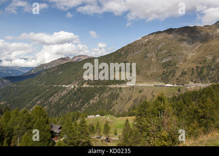 Simplon Pass, Switzerland. Picturesque mountain view from the summit of Simplon Pass. Stock Photo