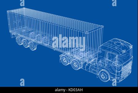 Truck with semitrailer. Vector Stock Vector