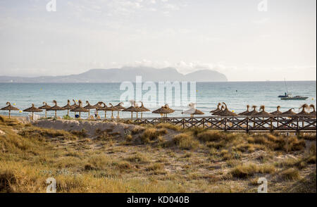 A view to Alcudia Bay from Can Picafort early in the morning, Mallorca Stock Photo