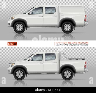 Pickup truck vector mock up for car branding and advertising. Pick up cars template. Elements of corporate identity. Stock Vector