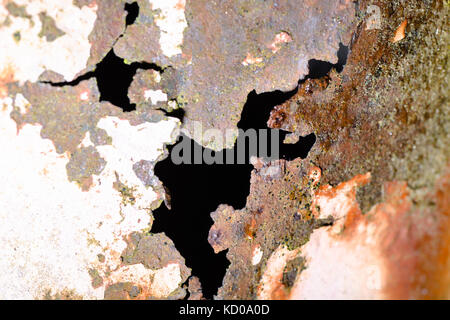 Corrosion and oxidation on a copper sheet. A copper component that has ...