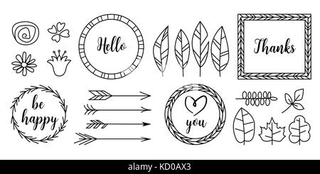 Retro vintage typographic design elements. Arrows, labels, ribbons, logo, symbols, calligraphy swirls, ornaments. Stock Vector