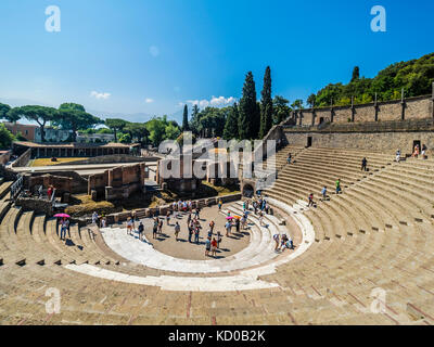 Small theatre stands, Odeion, excavations of Pompeii, Naples, Campania, Italy Stock Photo