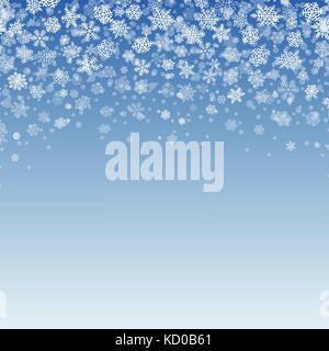 Snowflakes Falling on Blue Background Stock Vector