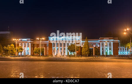 Parliament of the Republic of Tajikistan in Dushanbe at night Stock Photo