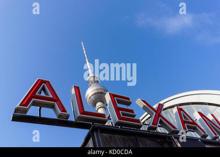 Alexanderplatz station and the Television Tower in Berlin, Germany Stock Photo