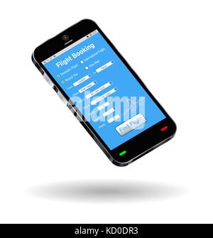 smartphone with online flight ticket booking interface Stock Vector