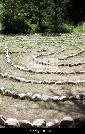 Labyrinth of stones in celtic festival Stock Photo