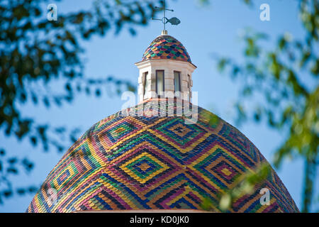 Colourful dome of Alghero Cathedral, Alghero, Sardinia, Italy Stock Photo