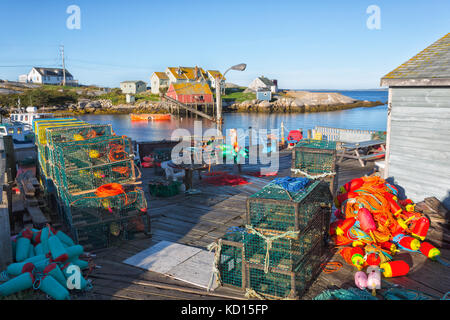 Fishing gear on wharf, Peggys Cove, Nova Scotia, Canada Stock Photo